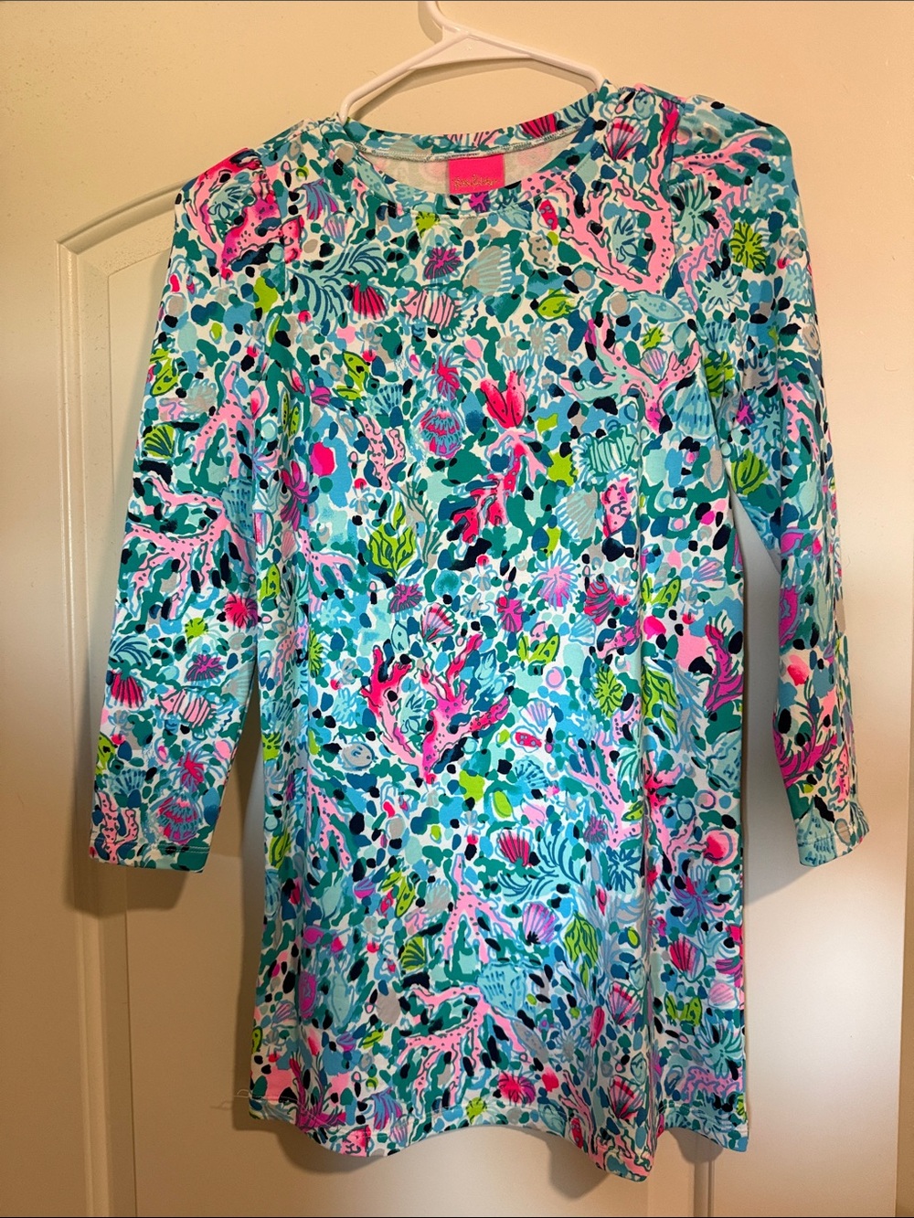 Lilly Pulitzer Girls' Long Sleeve Floral-Print Tunic in Aqua, Pink & Green